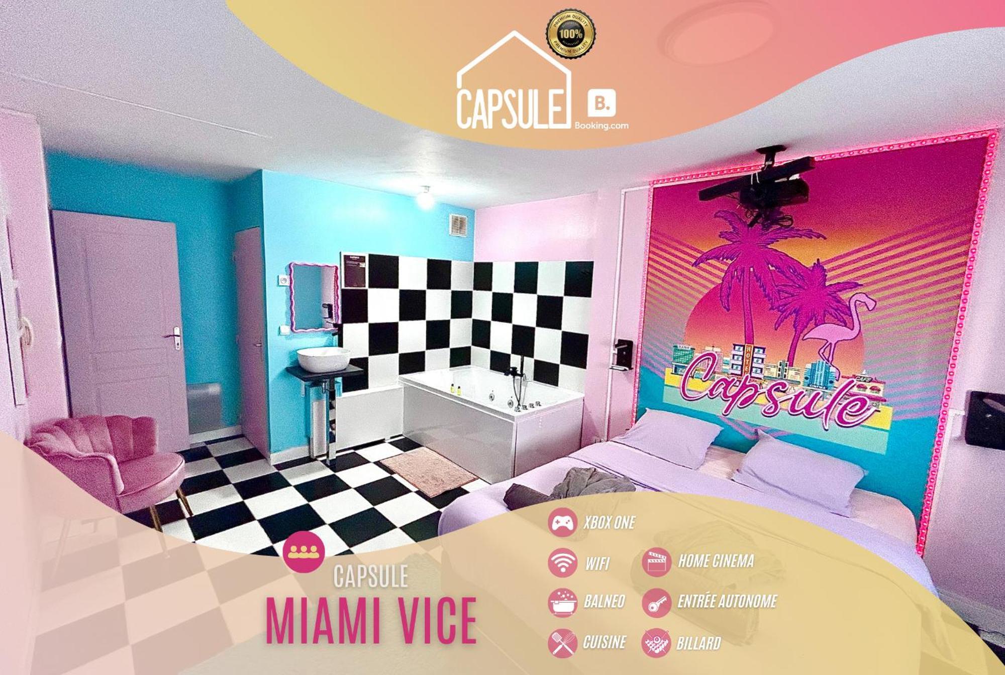 Capsule Miami Vice - Jacuzzi - Billard - Ecran Cinema & Netflix - Ping-Pong - Nintendo & Jeux- Lievin Exterior photo